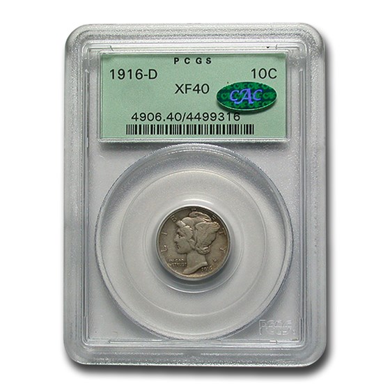 1916-D Mercury Dime XF-40 PCGS CAC 1916-D Mercury Dime XF-40 PCGS CAC
