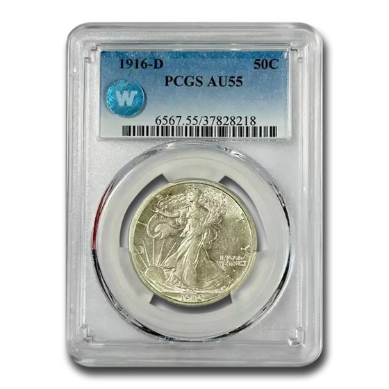 1916-D Walking Liberty Half Dollar AU-55 PCGS 1916-D Walking Liberty Half Dollar AU-55 PCGS