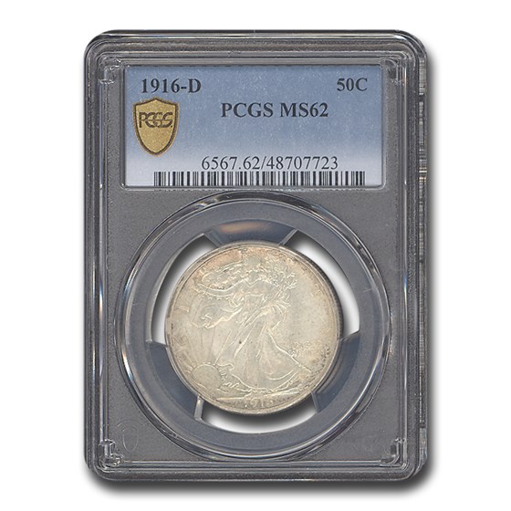 1916-D Walking Liberty Half Dollar MS-62 PCGS 1916-D Walking Liberty Half Dollar MS-62 PCGS