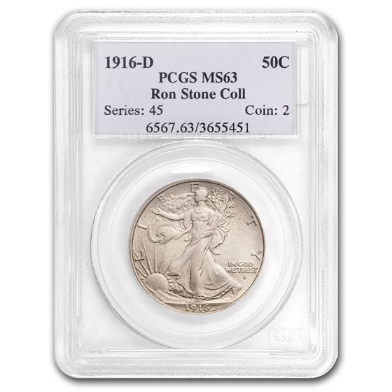 1916-D Walking Liberty Half Dollar MS-63 PCGS 1916-D Walking Liberty Half Dollar MS-63 PCGS