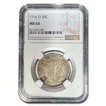 1916-D Walking Liberty Half Dollar MS-64 NGC
