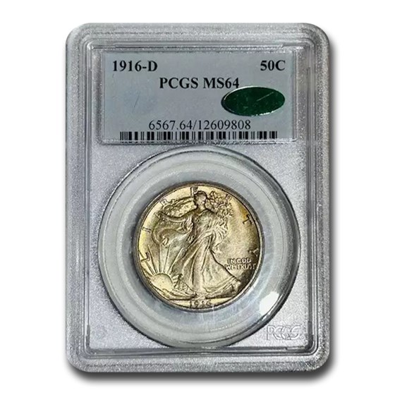 1916-D Walking Liberty Half Dollar MS-64 PCGS CAC 1916-D Walking Liberty Half Dollar MS-64 PCGS CAC