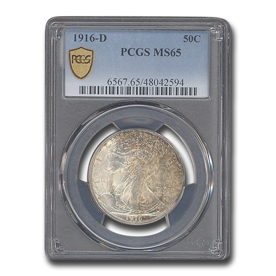 1916-D Walking Liberty Half Dollar MS-65 PCGS 1916-D Walking Liberty Half Dollar MS-65 PCGS