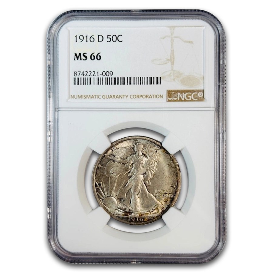 1916-D Walking Liberty Half Dollar MS-66 NGC