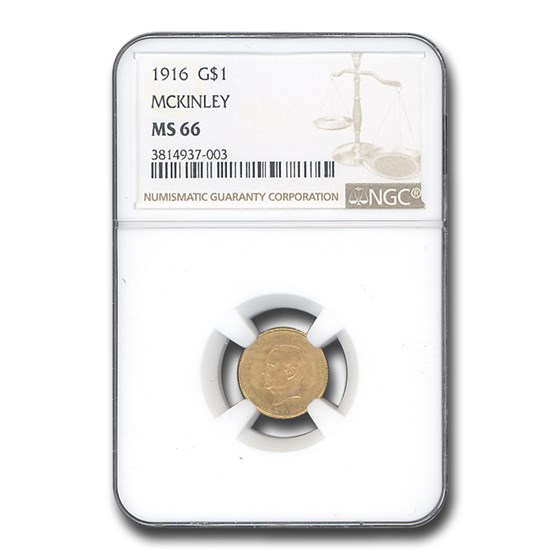1916 Gold $1.00 McKinley Commemorative MS-66 NGC 1916 Gold $1.00 McKinley Commemorative MS-66 NGC