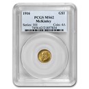 1916 Gold $1.00 McKinley Memorial MS-62 PCGS