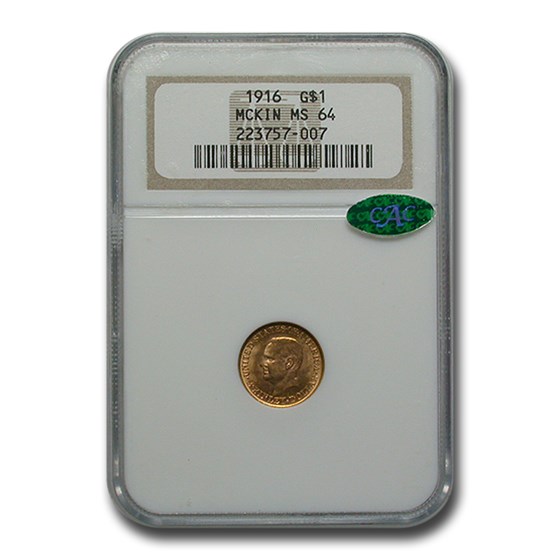 1916 Gold 1.00 Mckinley Memorial MS-64 NGC CAC 1916 Gold 1.00 Mckinley Memorial MS-64 NGC CAC