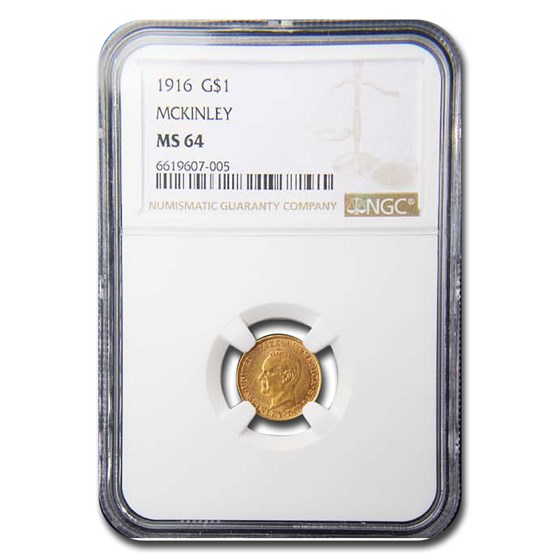 1916 Gold $1.00 McKinley Memorial MS-64 NGC 1916 Gold $1.00 McKinley Memorial MS-64 NGC
