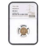 1916 Gold $1.00 McKinley Memorial MS-66* NGC