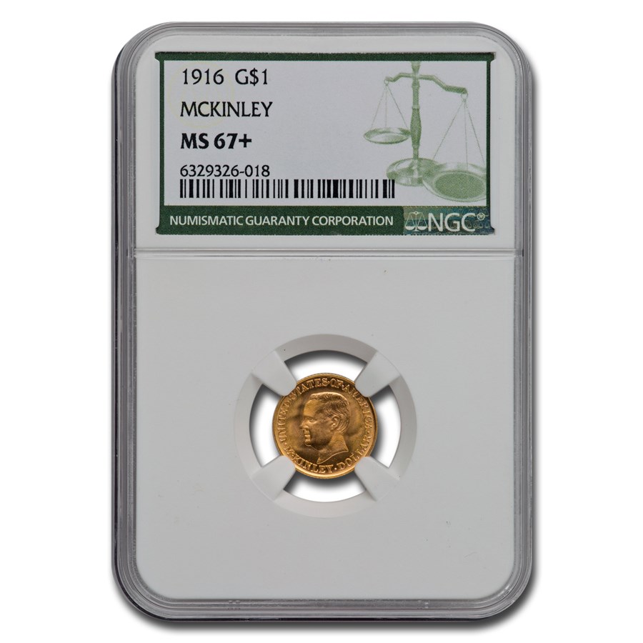 1916 Gold 1.00 Mckinley Memorial MS-67+ NGC (Green Label)