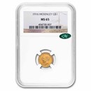 1916 Gold $1.00 McKinley MS-65 NGC CAC