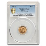 1916 Gold $1.00 McKinley MS-66+ PCGS