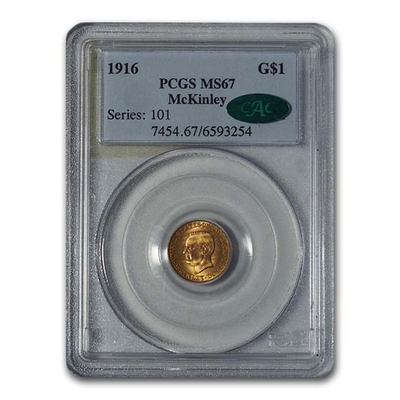 1916 Gold $1.00 McKinley MS-67 PCGS CAC 1916 Gold $1.00 McKinley MS-67 PCGS CAC