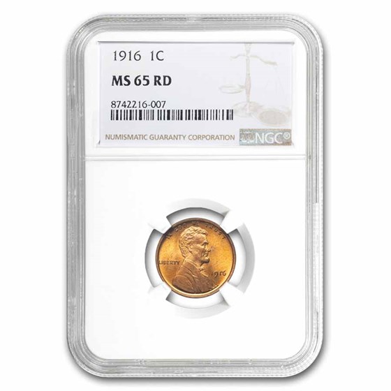 1916 Lincoln Cent MS-65 NGC (Red)