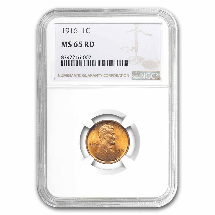 1916 Lincoln Cent MS-65 NGC (Red)