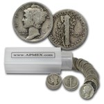 1916 Mercury Dime 50-Coin Roll Avg Circ