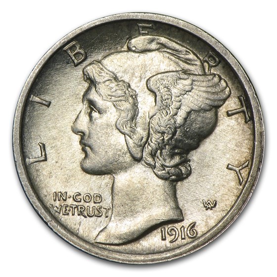 1916 Mercury Dime AU 1916 Mercury Dime AU