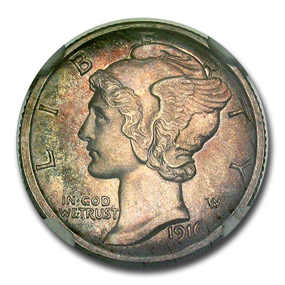 1916 Mercury Dime MS-64 NGC (FB) 1916 Mercury Dime MS-64 NGC (FB)
