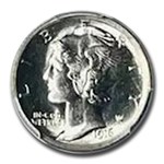 1916 Mercury Dime MS-64 PCGS (FB)