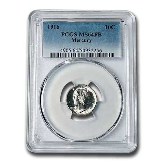 1916 Mercury Dime MS-64 PCGS (FB) 1916 Mercury Dime MS-64 PCGS (FB)