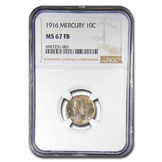 1916 Mercury Dime MS-67 NGC (FB) 1916 Mercury Dime MS-67 NGC (FB)
