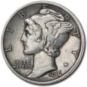 1916 Mercury Dime XF 1916 Mercury Dime XF