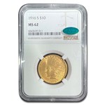1916-S $10 Indian Gold Eagle MS-62 NGC CAC