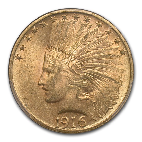 1916-S $10 Indian Gold Eagle MS-62 PCGS CAC 1916-S $10 Indian Gold Eagle MS-62 PCGS CAC