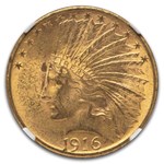 1916-S $10 Indian Gold Eagle MS-64 NGC