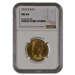 1916-S $10 Indian Gold Eagle MS-64 NGC