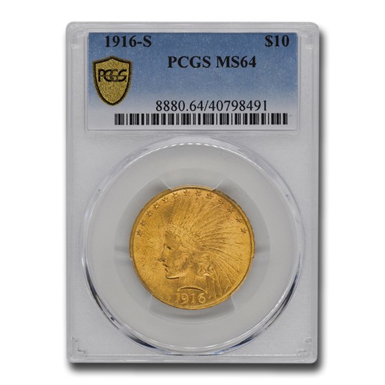 1916-S $10 Indian Gold Eagle MS-64 PCGS 1916-S $10 Indian Gold Eagle MS-64 PCGS