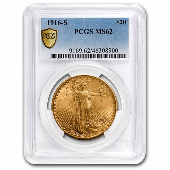 1916-S $20 Saint-Gaudens Gold Double Eagle MS-62 PCGS 1916-S $20 Saint-Gaudens Gold Double Eagle MS-62 PCGS