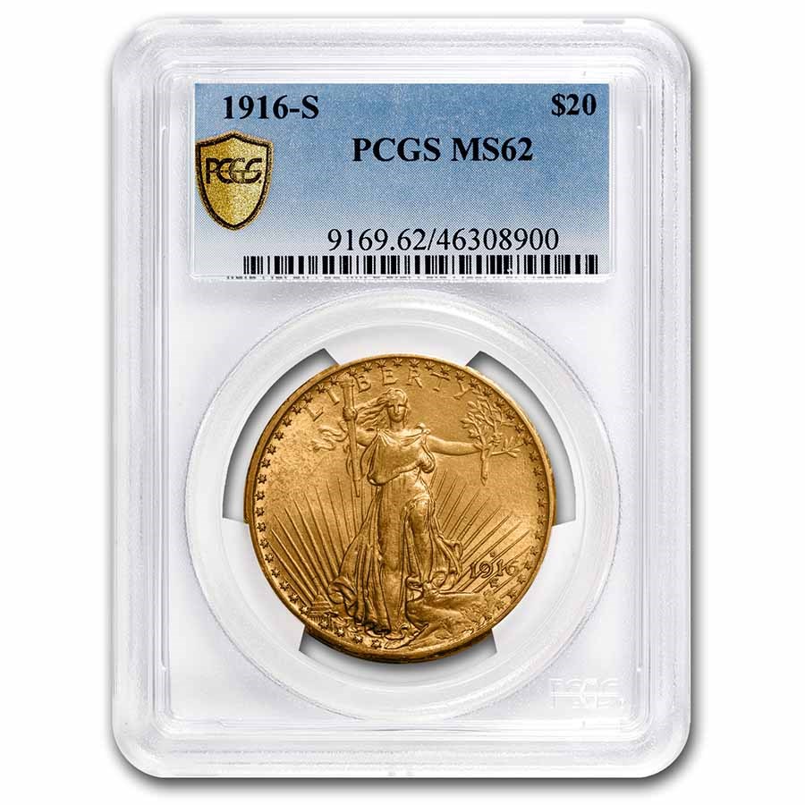 1916-S $20 Saint-Gaudens Gold Double Eagle MS-62 PCGS
