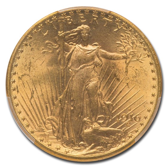 1916-S $20 Saint-Gaudens Gold Double Eagle MS-64 PCGS 1916-S $20 Saint-Gaudens Gold Double Eagle MS-64 PCGS
