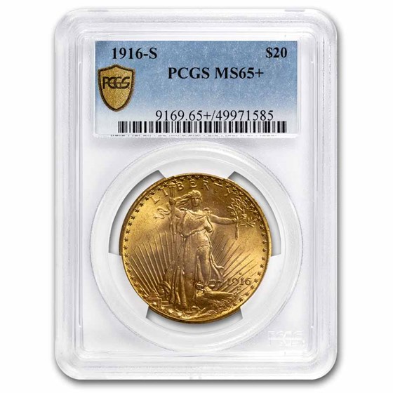 1916-S $20 Saint-Gaudens Gold Double Eagle MS-65+ PCGS 1916-S $20 Saint-Gaudens Gold Double Eagle MS-65+ PCGS