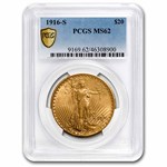 1916-S $20 St Gaudens Gold Double Eagle MS-62 PCGS