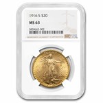 1916-S $20 St Gaudens Gold Double Eagle MS-63 NGC