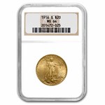 1916-S $20 St Gaudens Gold Double Eagle MS-64 NGC