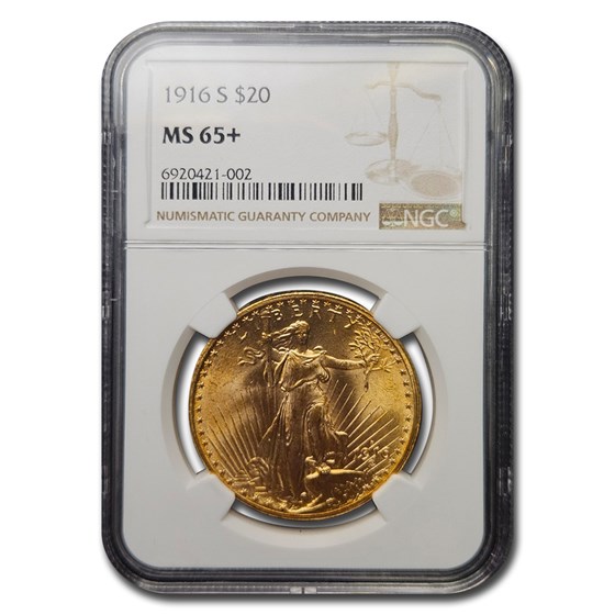 1916-S $20 St Gaudens Gold Double Eagle MS-65+ NGC 1916-S $20 St Gaudens Gold Double Eagle MS-65+ NGC