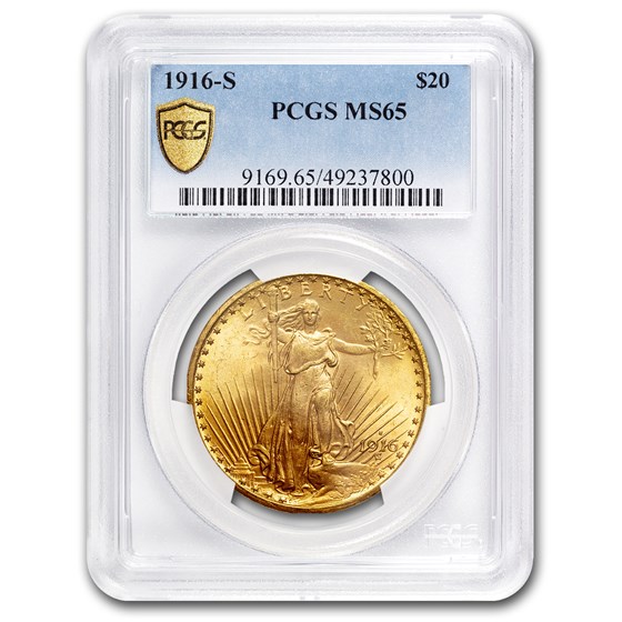 1916-S $20 St Gaudens Gold Double Eagle MS-65 PCGS 1916-S $20 St Gaudens Gold Double Eagle MS-65 PCGS