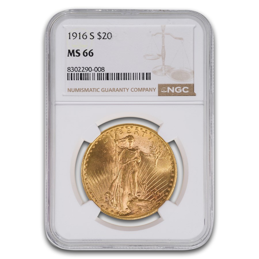1916-S $20 St Gaudens Gold Double Eagle MS-66 NGC