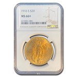 1916-S $20 St Gaudens Gold Double Eagle MS-66+ NGC