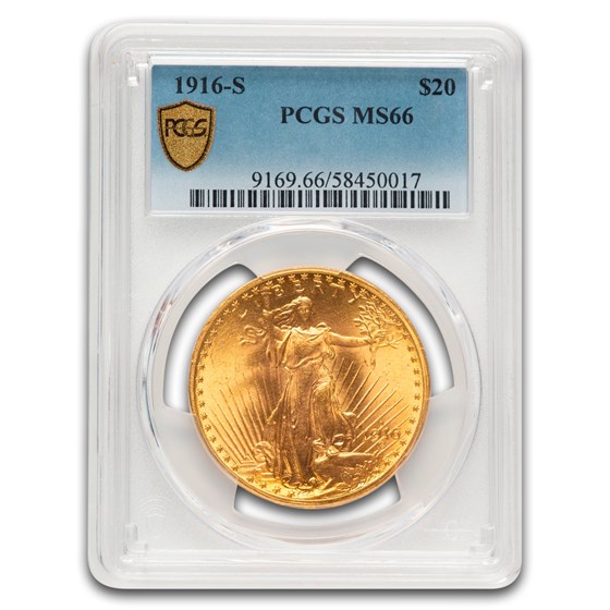 1916-S $20 St Gaudens Gold Double Eagle MS-66 PCGS