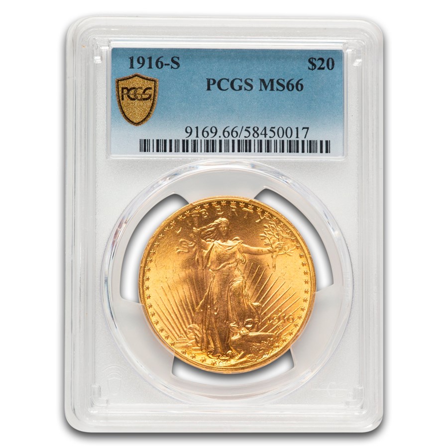 1916-S $20 St Gaudens Gold Double Eagle MS-66 PCGS