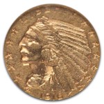 1916-S $5 Indian Gold Half Eagle AU-55 NGC (Golden Gate Collect)