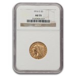 1916-S $5 Indian Gold Half Eagle AU-55 NGC (Golden Gate Collect)