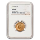 1916-S $5 Indian Gold Half Eagle MS-63 NGC