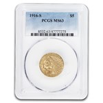 1916-S $5 Indian Gold Half Eagle MS-63 PCGS