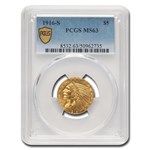 1916-S $5 Indian Gold Half Eagle MS-63 PCGS