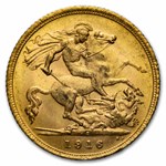 1916-S Australia Gold 1/2 Sovereign BU